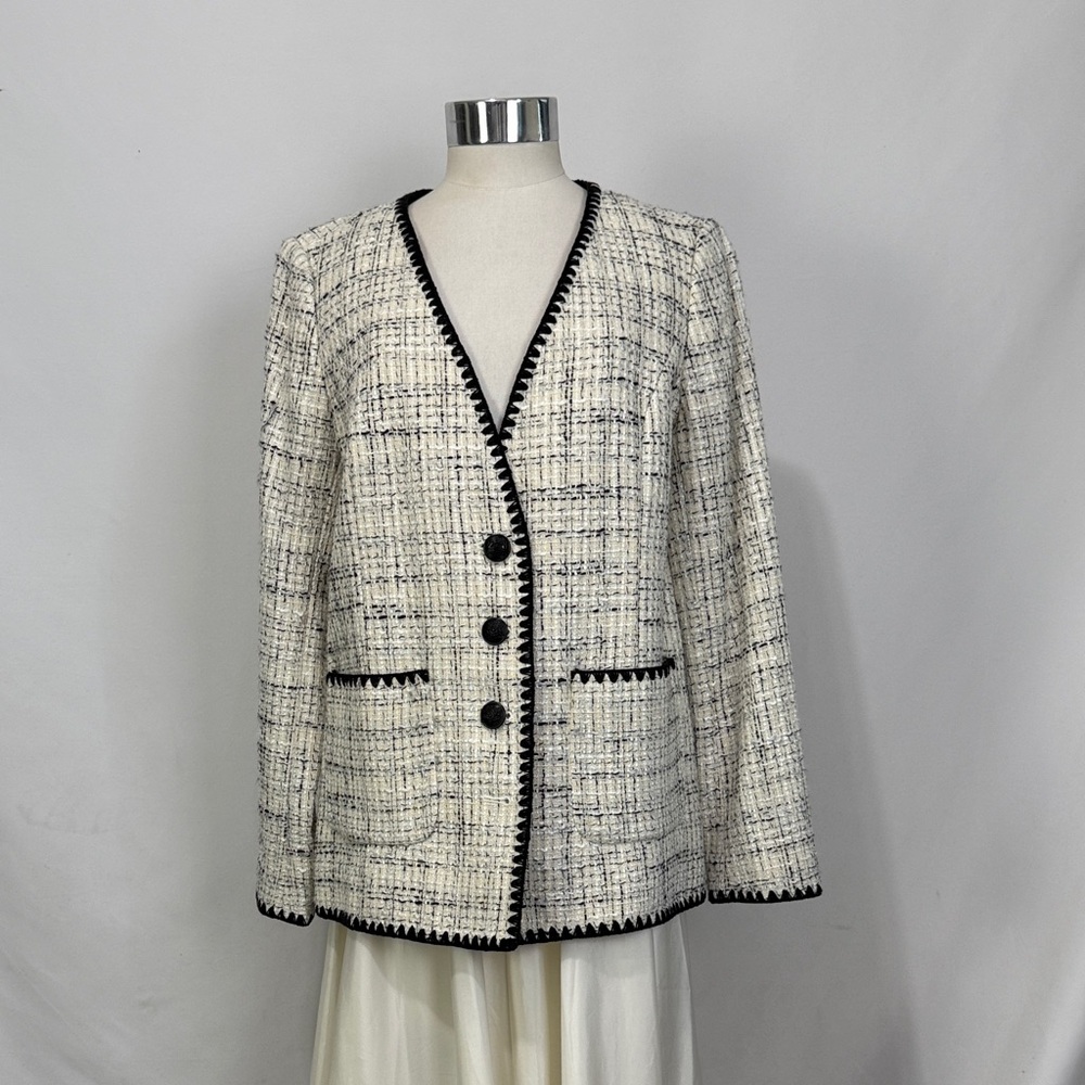 Talbots size 8 wh black tweed jacket